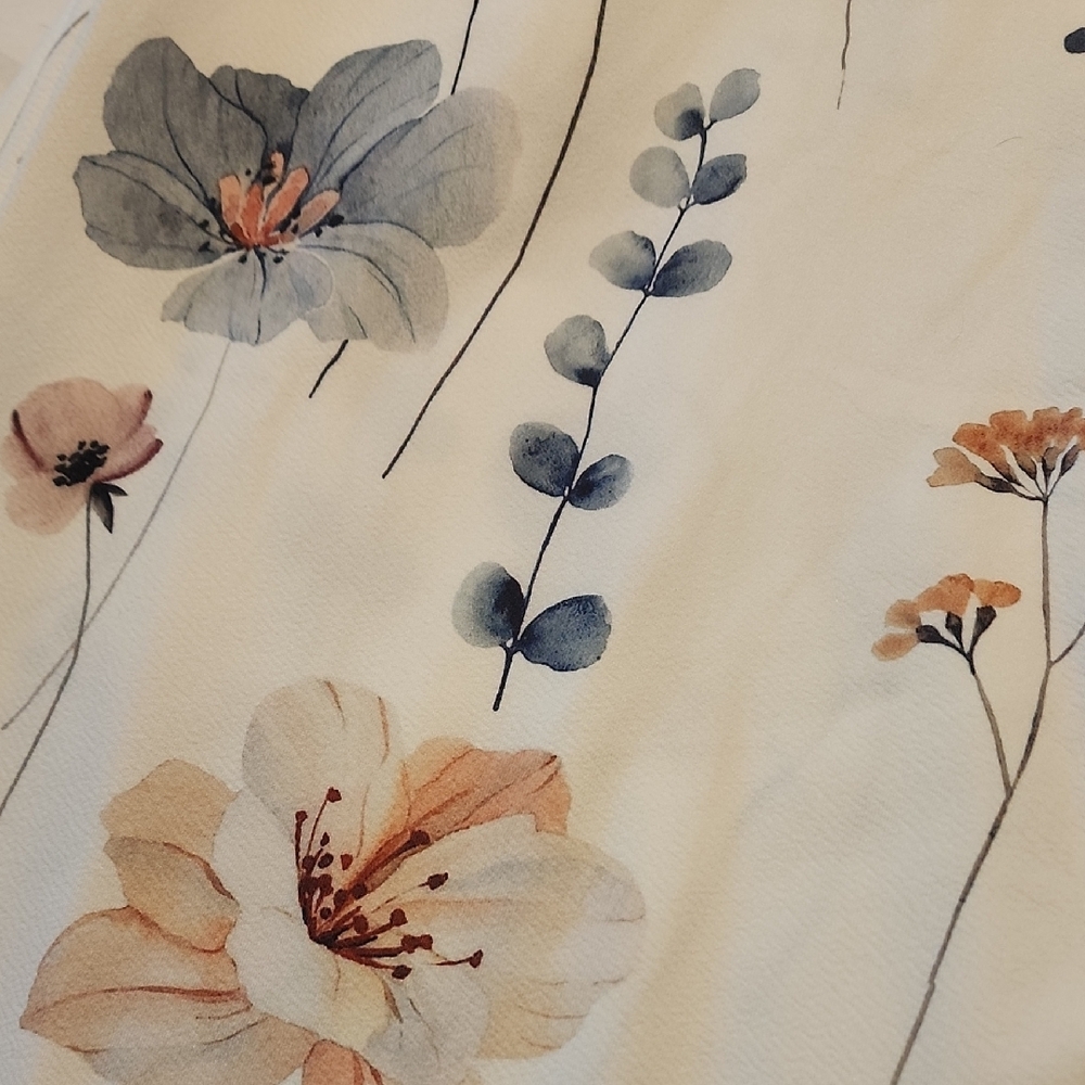 White Floral Drawstring Pants - image 4